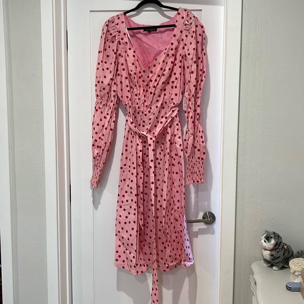 Eloquii size 22 pink polka dot dress nwt